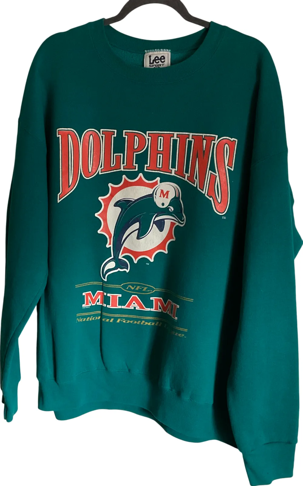 Product image for Lee Sport Miami Dolphins Sweatshirt Green Size XL NFL Graphic Print Vintage - XL - Sweaters - pre-owned---excellent - Lee
