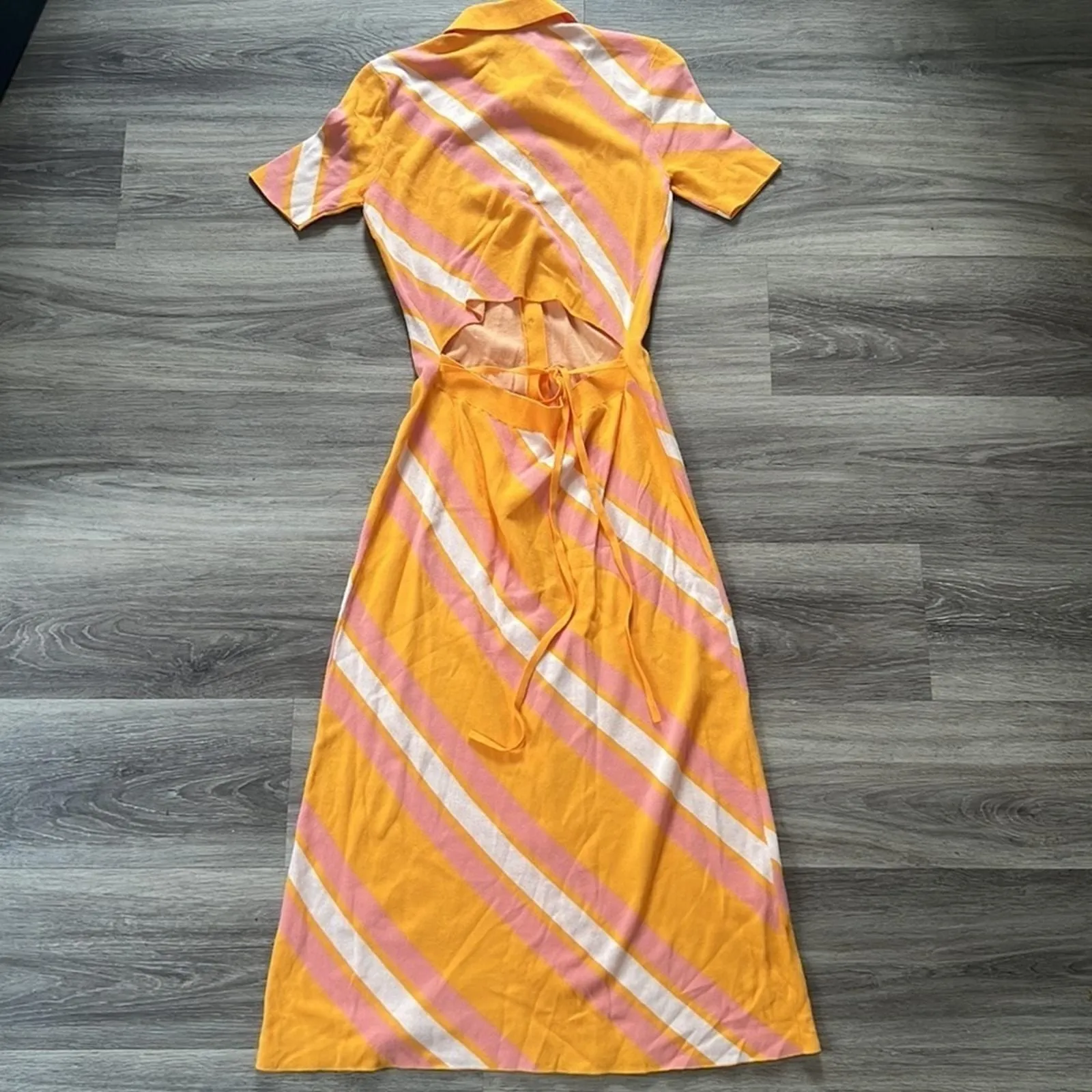 Product image for Derek Lam 10 Crosby Button Down Midi Dress XS Striped Cut-Out Knit Casual Dress - new-without-tags - 10 Crosby Derek Lam
