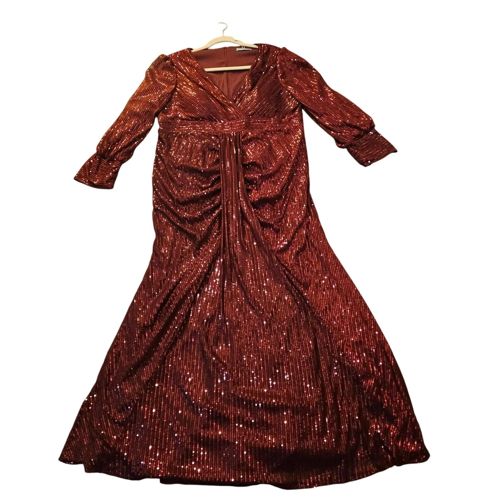 Product image for Red Wine NWT 4XL Bling Sparkling Sequin cocktail event partyMaxiDress Longsleeve