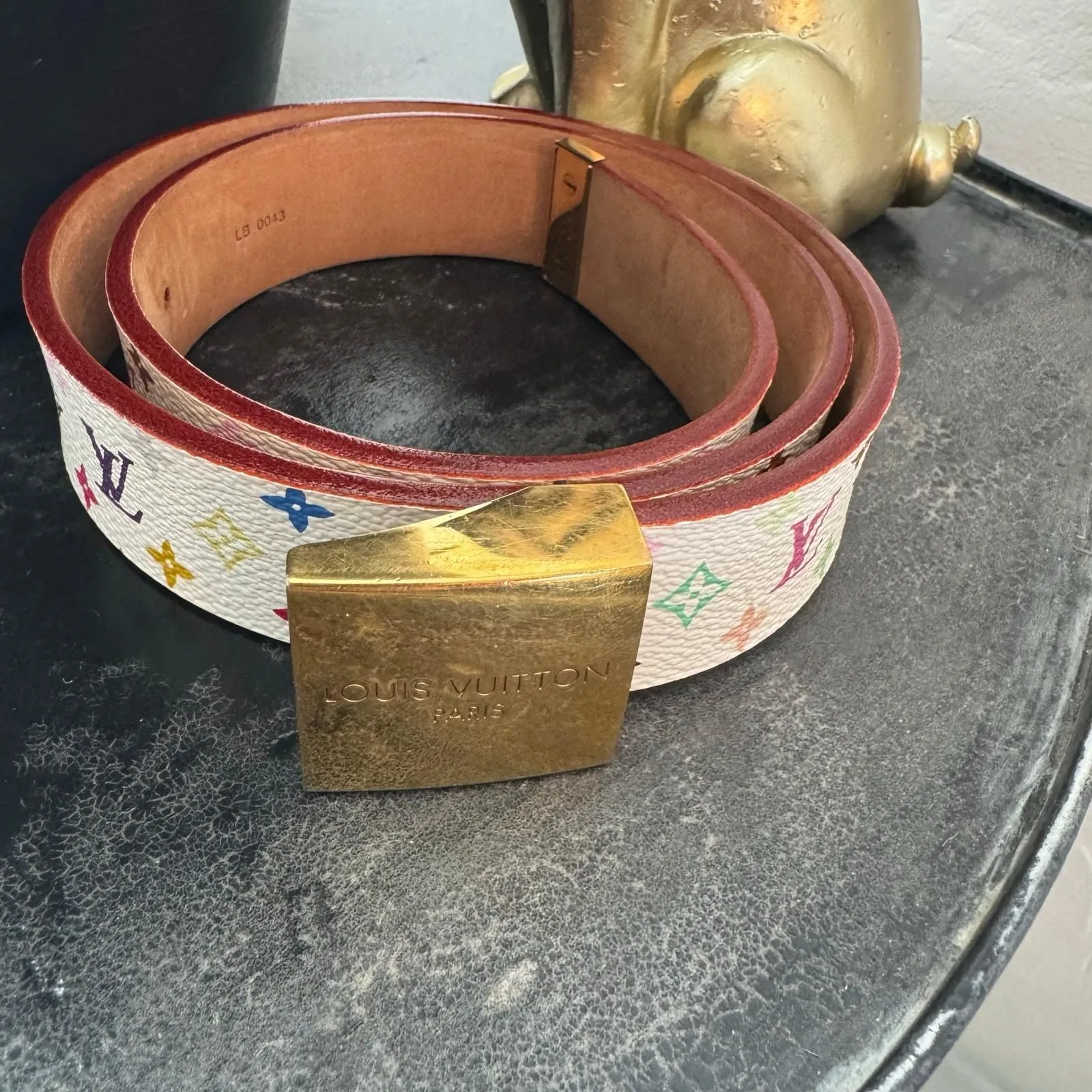 Product image for Louis Vuitton Vintage Murakami White Multicolor 70cm 28" Gold Tone Buckle