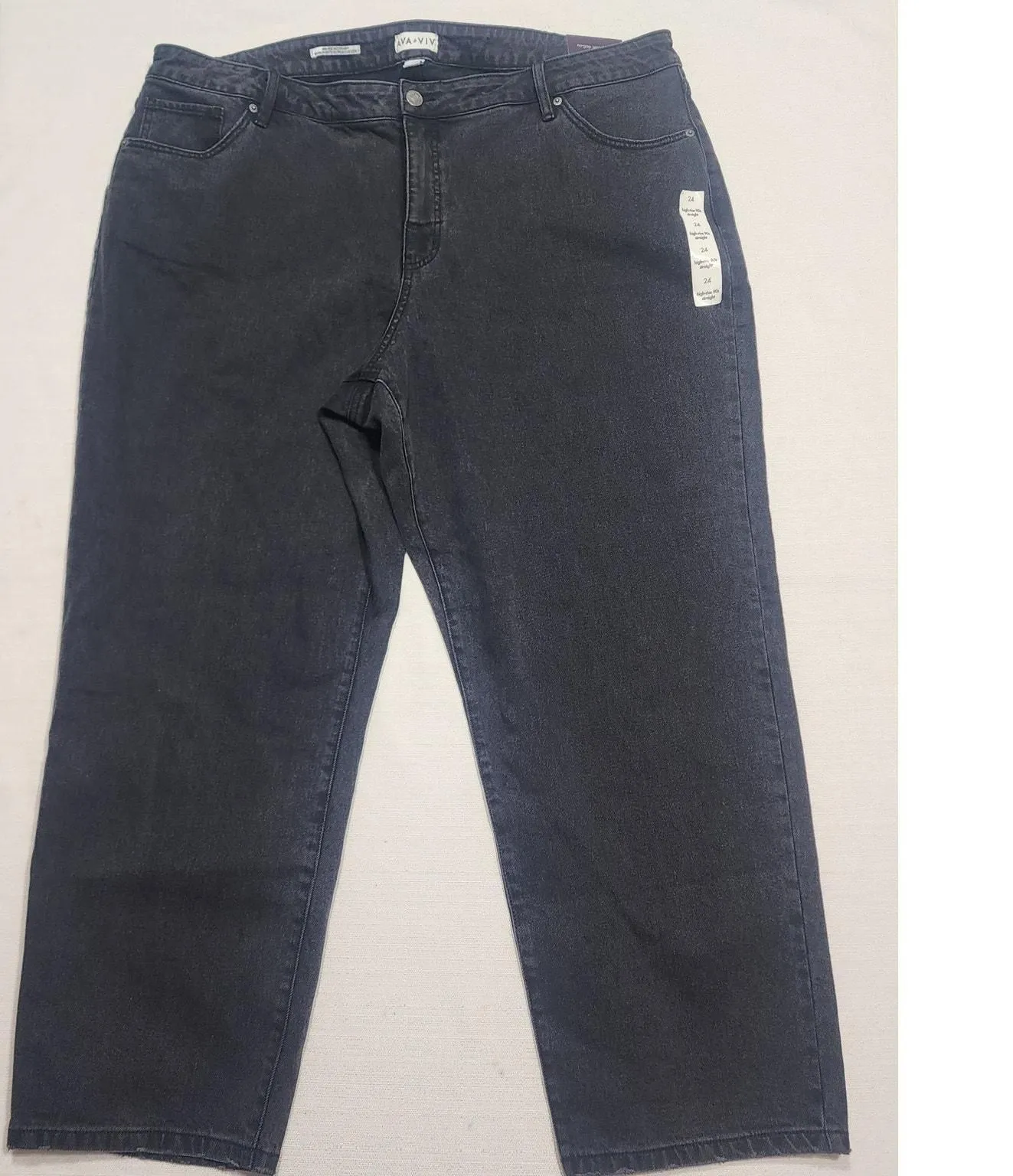 Product image for AVA &VIV high rise 90's straight black jeans W46'' x L42'' - new-with-tags - Universal Thread