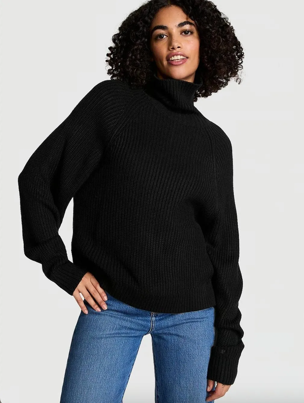 Product image for NWT $70 Victoria's Secret PINK Varsity Knit Chunky Turtleneck Black Medium - 70 - Medium - Tops - new-with-tags - Victoria's Secret Pink