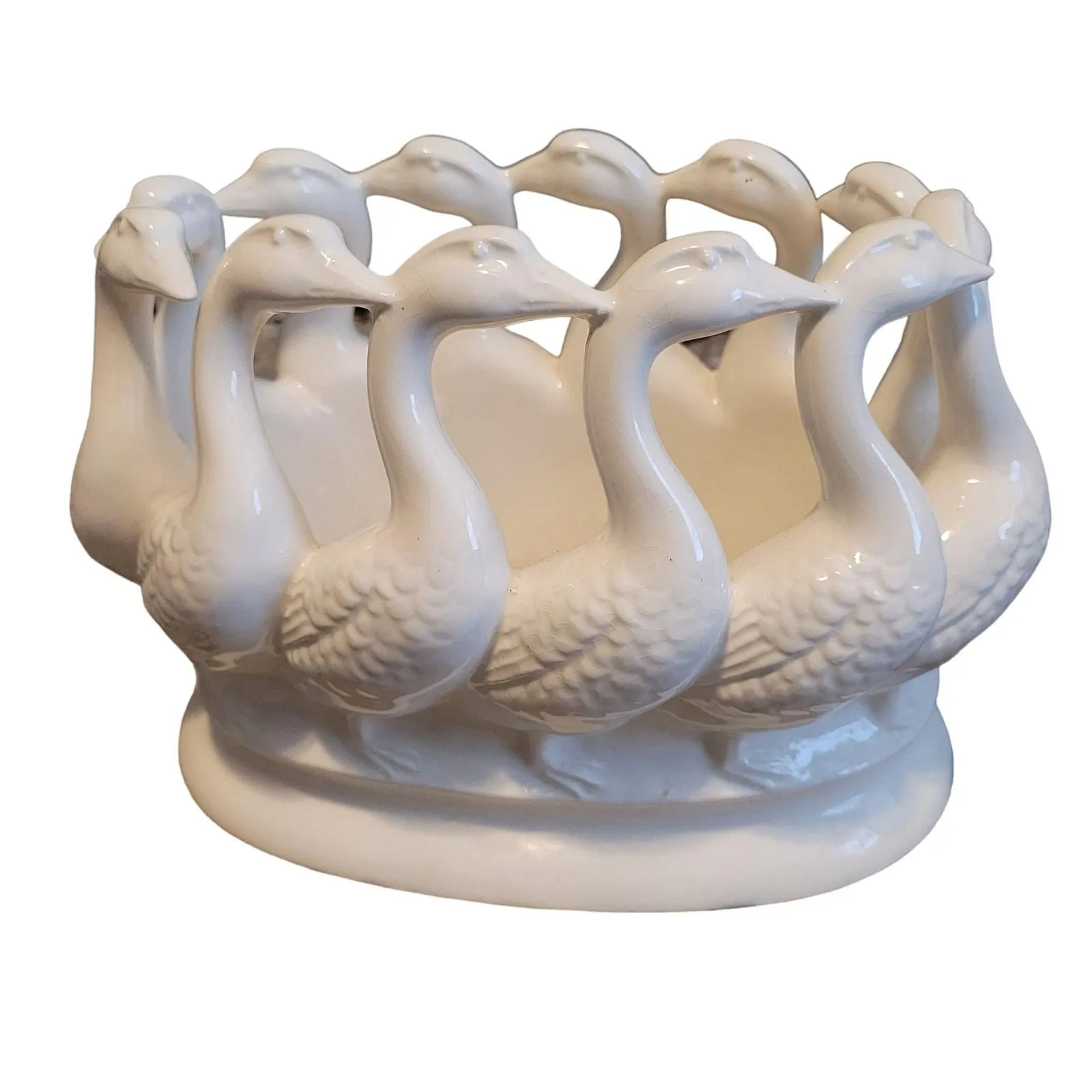 Product image for Mid 20th Century Highly Glazed Earthenware “Circle of Geese” Cachepot Japan Art