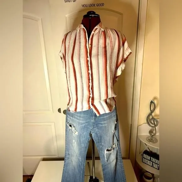Product image for Madewell cotton boho button up top. Size xsmall
