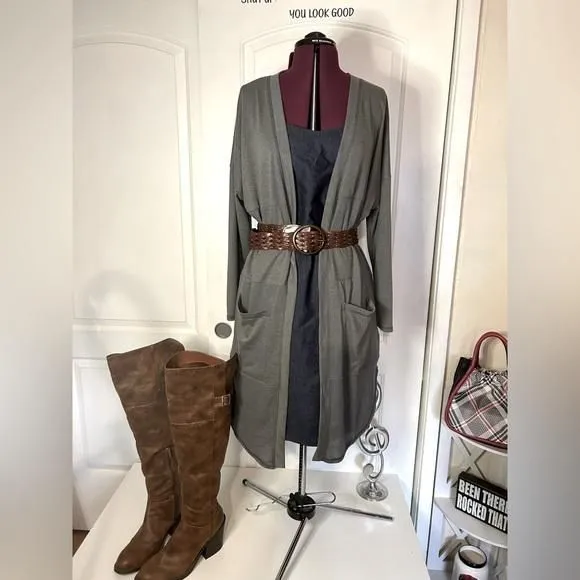 Product image for TruSelf long grey cardigan size large