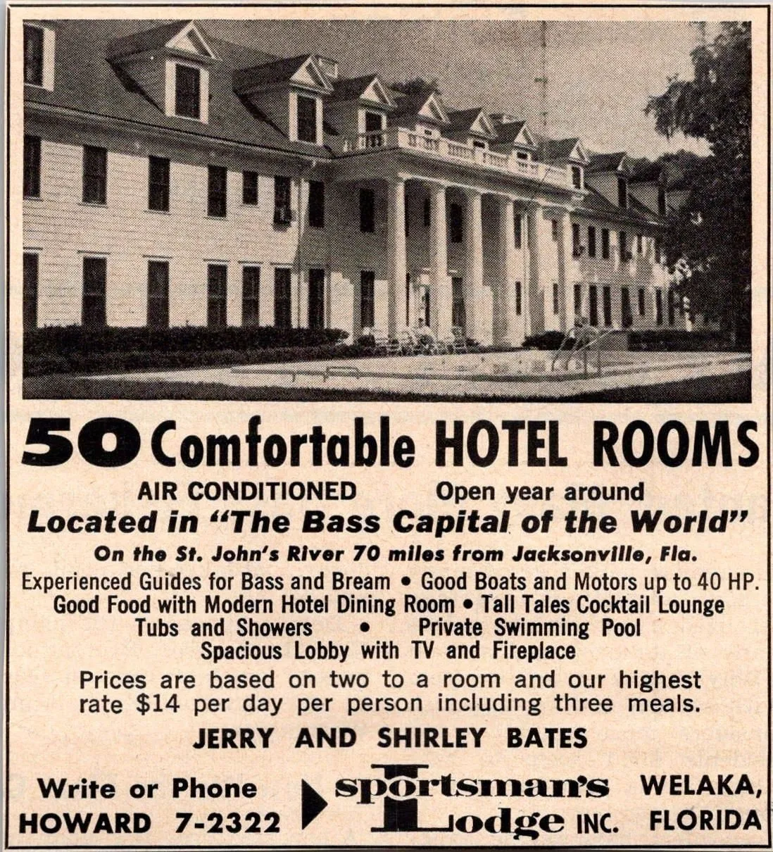 Product image for Sportsman's Lodge Inc. Jerry & Shirley Bates Welaka FL 1966 Magazine Ad SAH3-2 - pre-owned---good