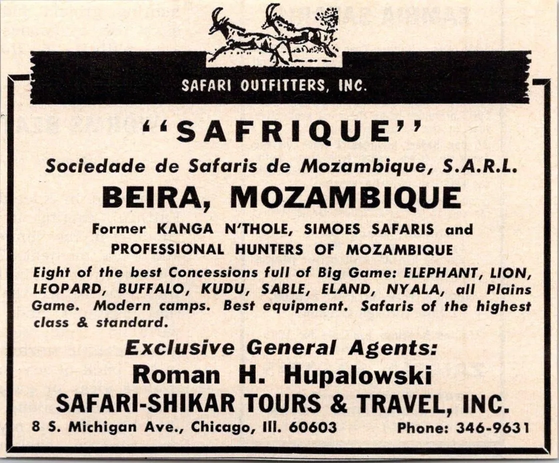 Product image for Safari-Shikar Tours & Travel Inc. Hupalowski Chicago IL 1966 Magazine Ad SAH3-2 - pre-owned---good