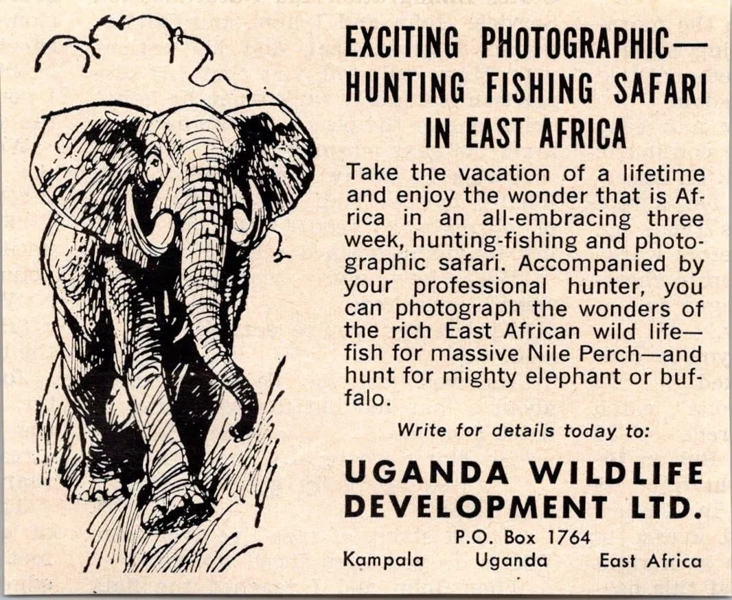 Product image for Uganda Wildlife Development Ltd. Kampala East Africa 1966 Magazine Ad SAH3-2 - pre-owned---good