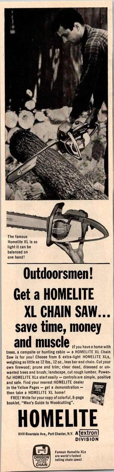 Product image for Homelite Port Homelite XL Chain Saw Chester NY 1966 Magazine Ad SAH3-2 - pre-owned---good