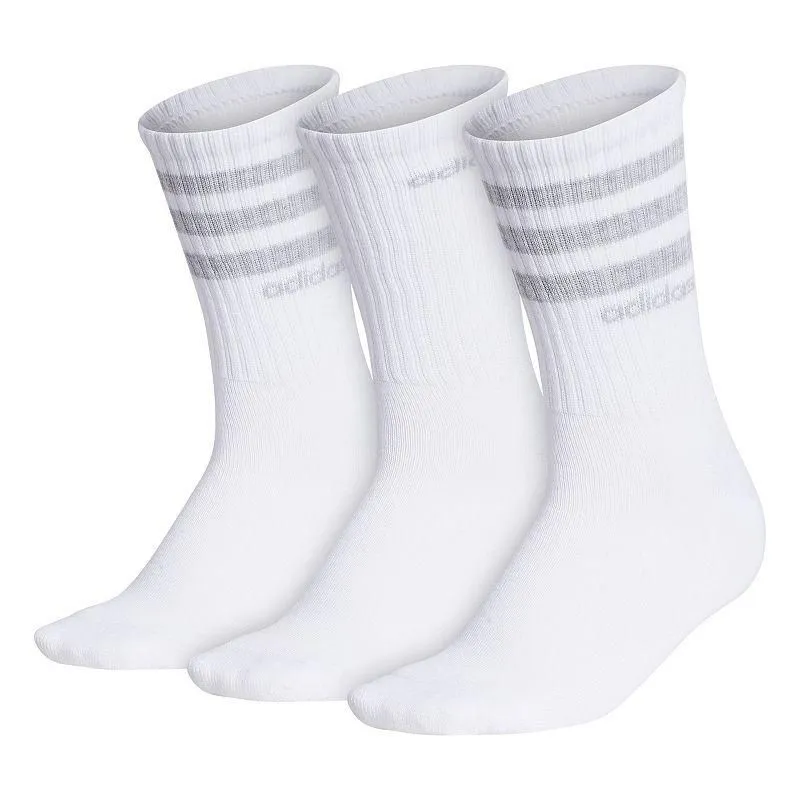 Product image for Women's Adidas 3-Stripe 3-Pack Crew Socks, Size: 9-11, White