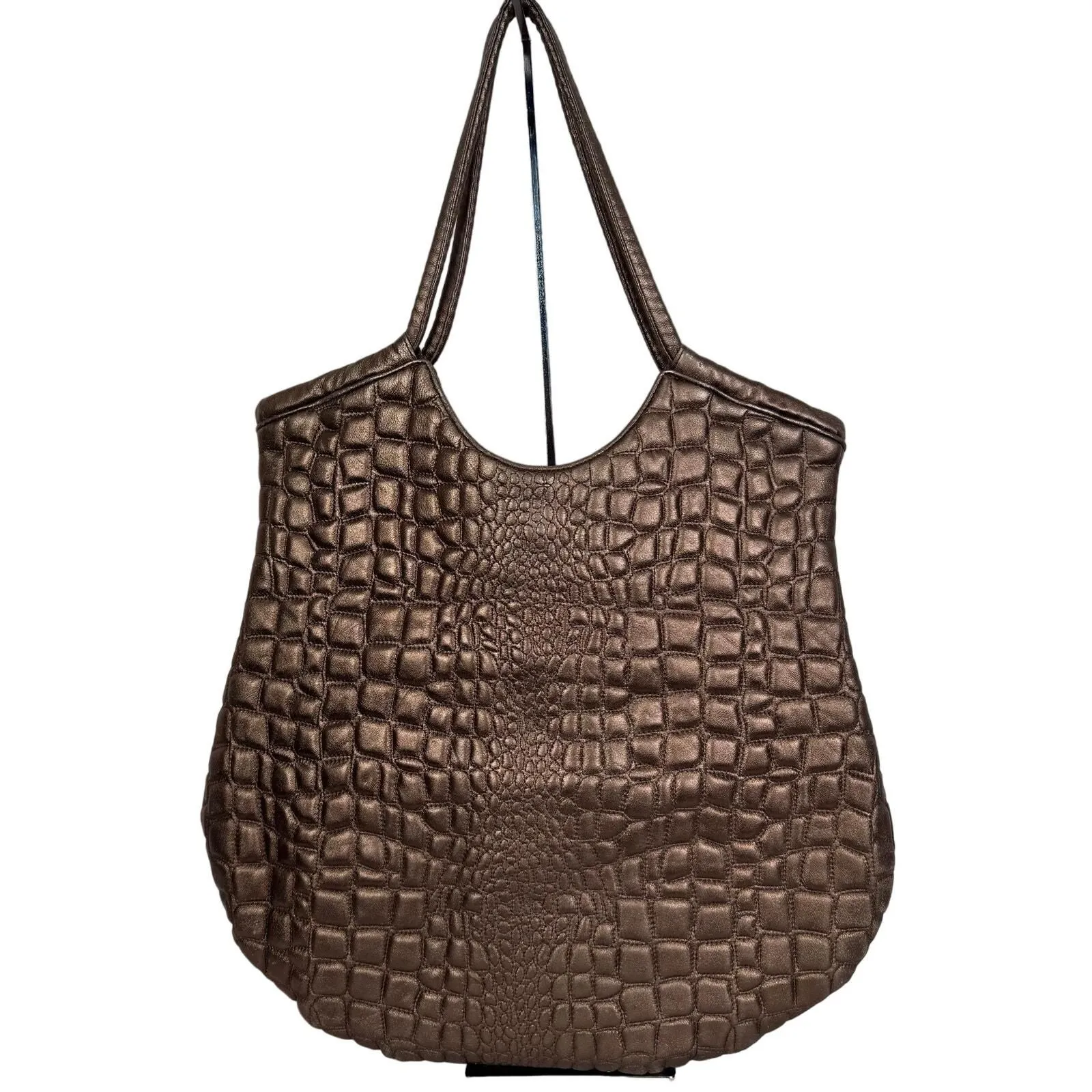 Product image for Vintage Y2K Hobo International Quilted Bronze Large Shoulder Bag 
