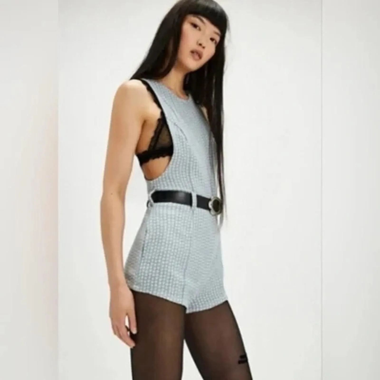 Product image for Free People Mod Mini Retro One Piece Romper Size 12 Blue Combo NEW $128! - Free People