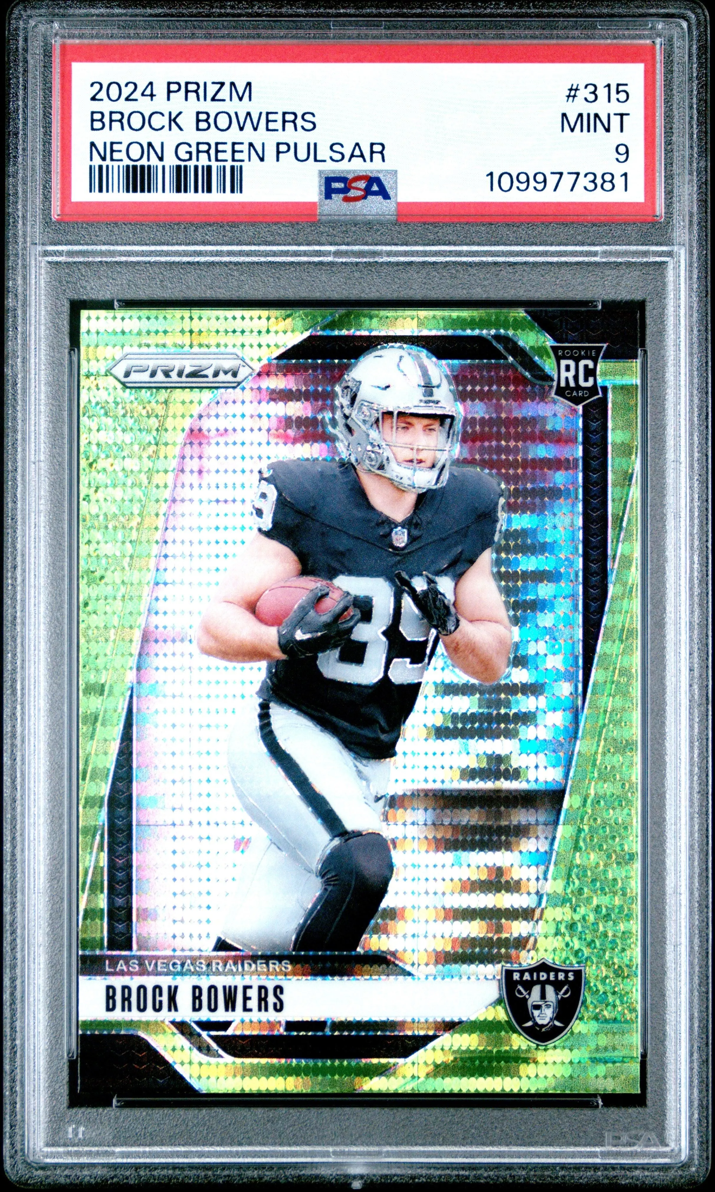 Product image for BROCK BOWERS | 2024 PANINI PRIZM 315 | NEON GREEN PULSAR | PSA MINT 9 - 109977381 - 109977381