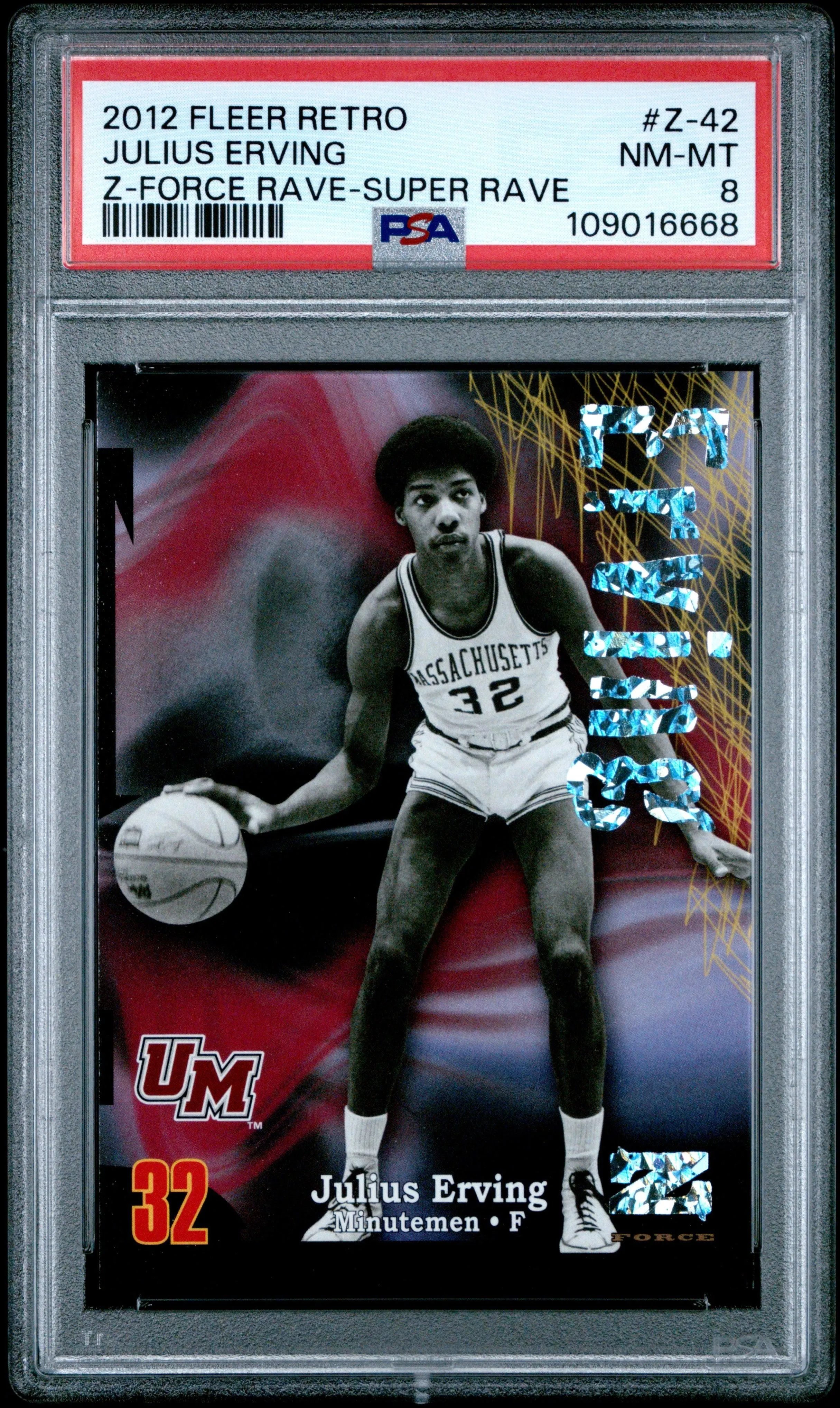 Product image for JULIUS ERVING | 2012 FLEER RETRO Z-FORCE RAVE Z-42 | Z-FORCE RAVE-SUPER RAVE | PSA NM-MT 8 - 109016668 - 109016668