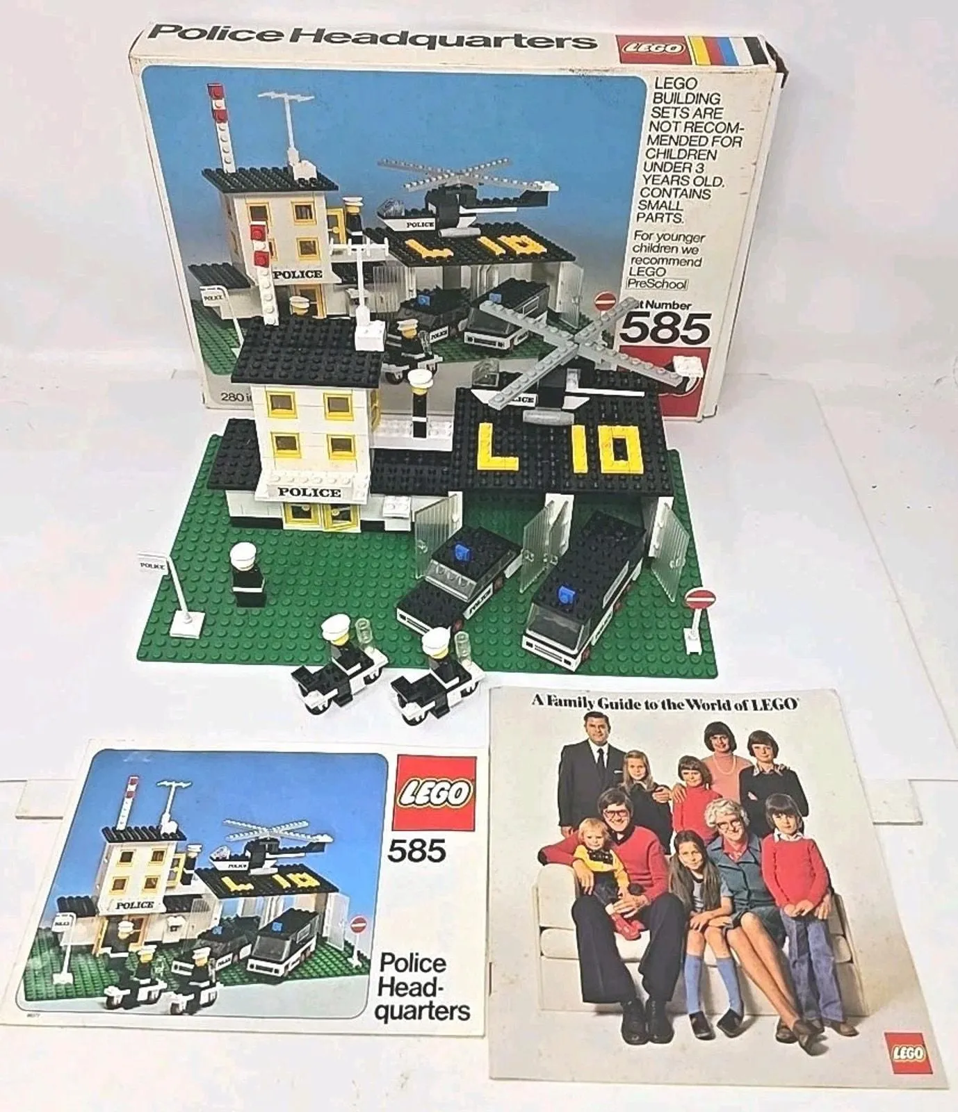 Product image for 1975 Police Headquarters #585 Complete Set w/ Box Instructions Rare Denmark U275