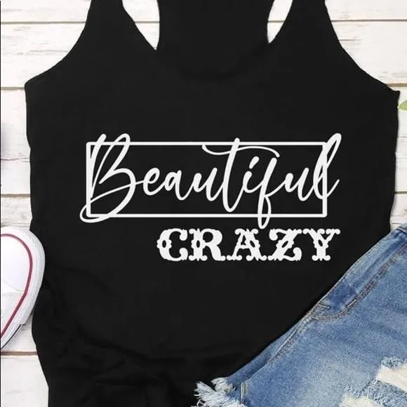 Product image for Cute summer graphic tank!  Black!