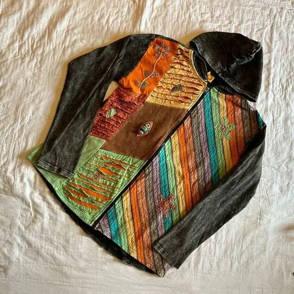 Product image for Karma Circle USA made handmade patchwork boho jacket XXL multicolor boho