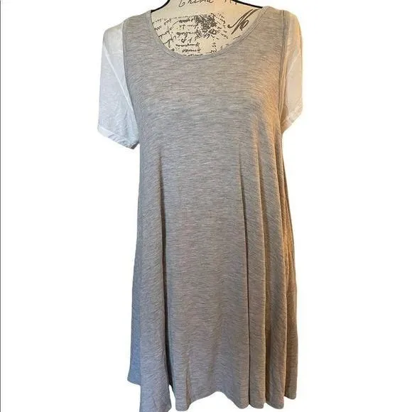 Product image for Poof! Gray White T Shirt Dress Size Small