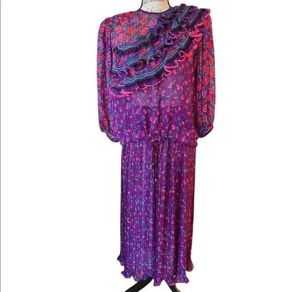 Product image for DIANE Freis vintage purple floral  skirt set size  Large