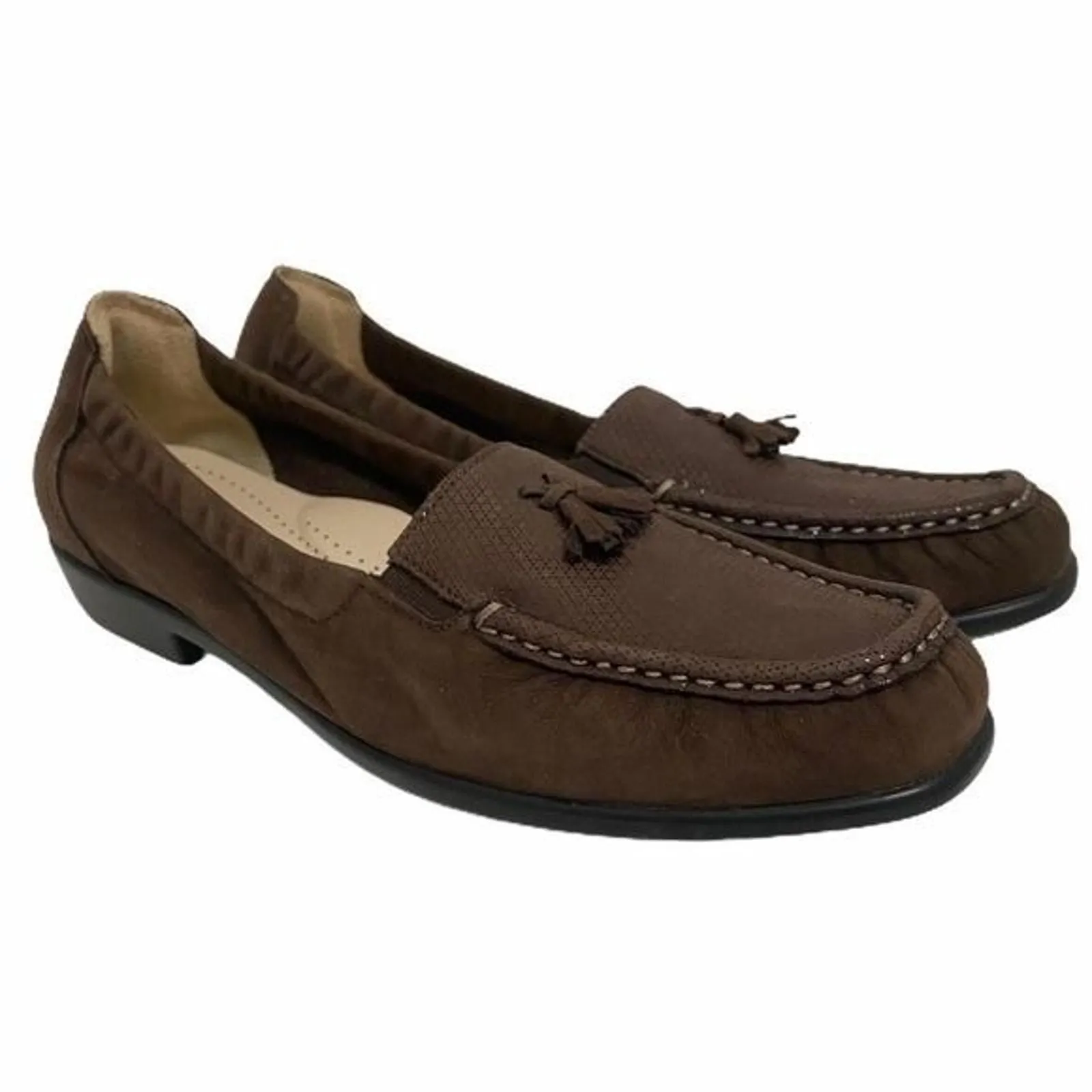 Product image for SAS Dark Brown Women's 9.5N Comfort Shoes Soft Leather Mules Tassel Made in USA - SAS