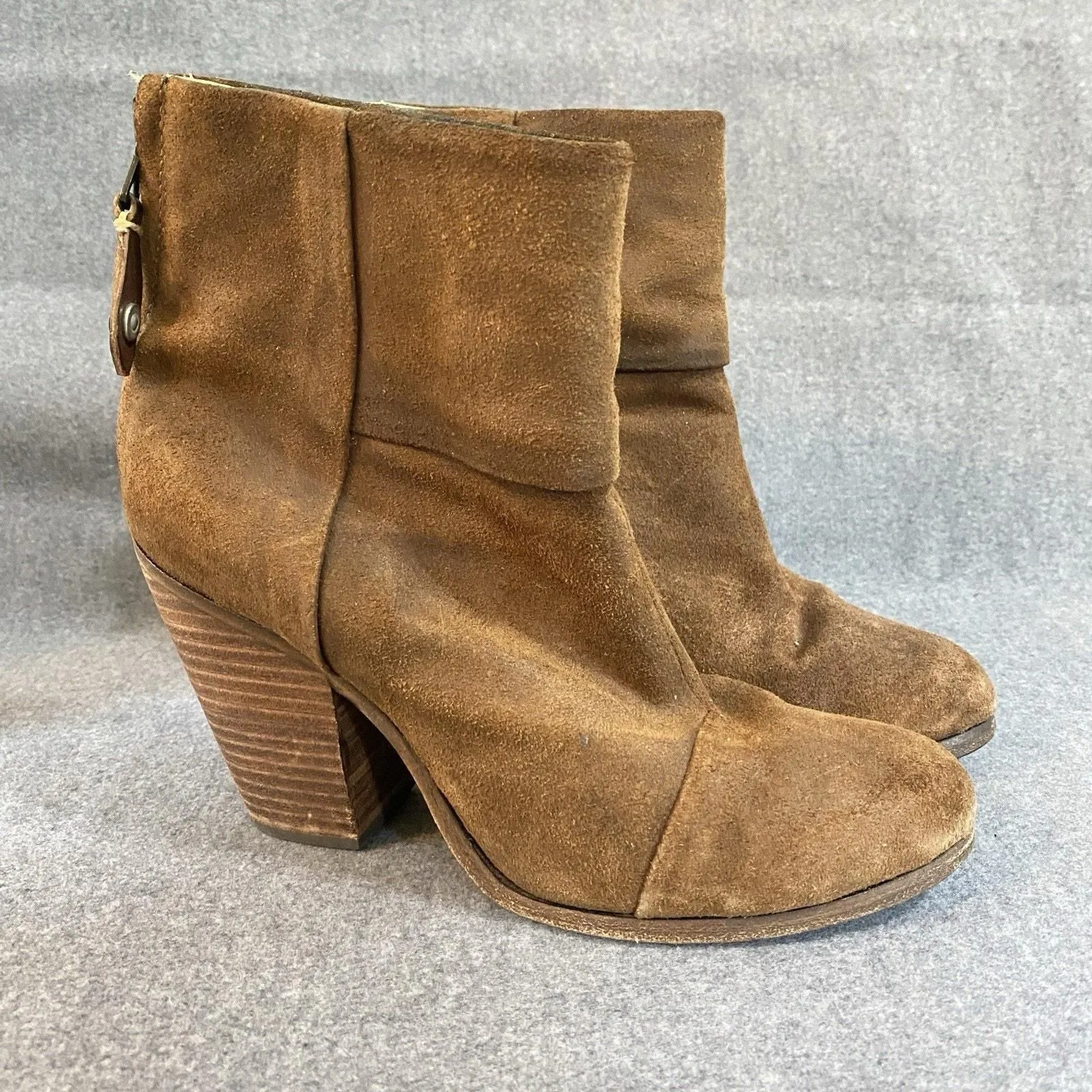 Product image for Rag & Bone Women’s 37 Newbury Ankle Boots Distressed Brown Suede Heeled- FLAWED - rag & bone