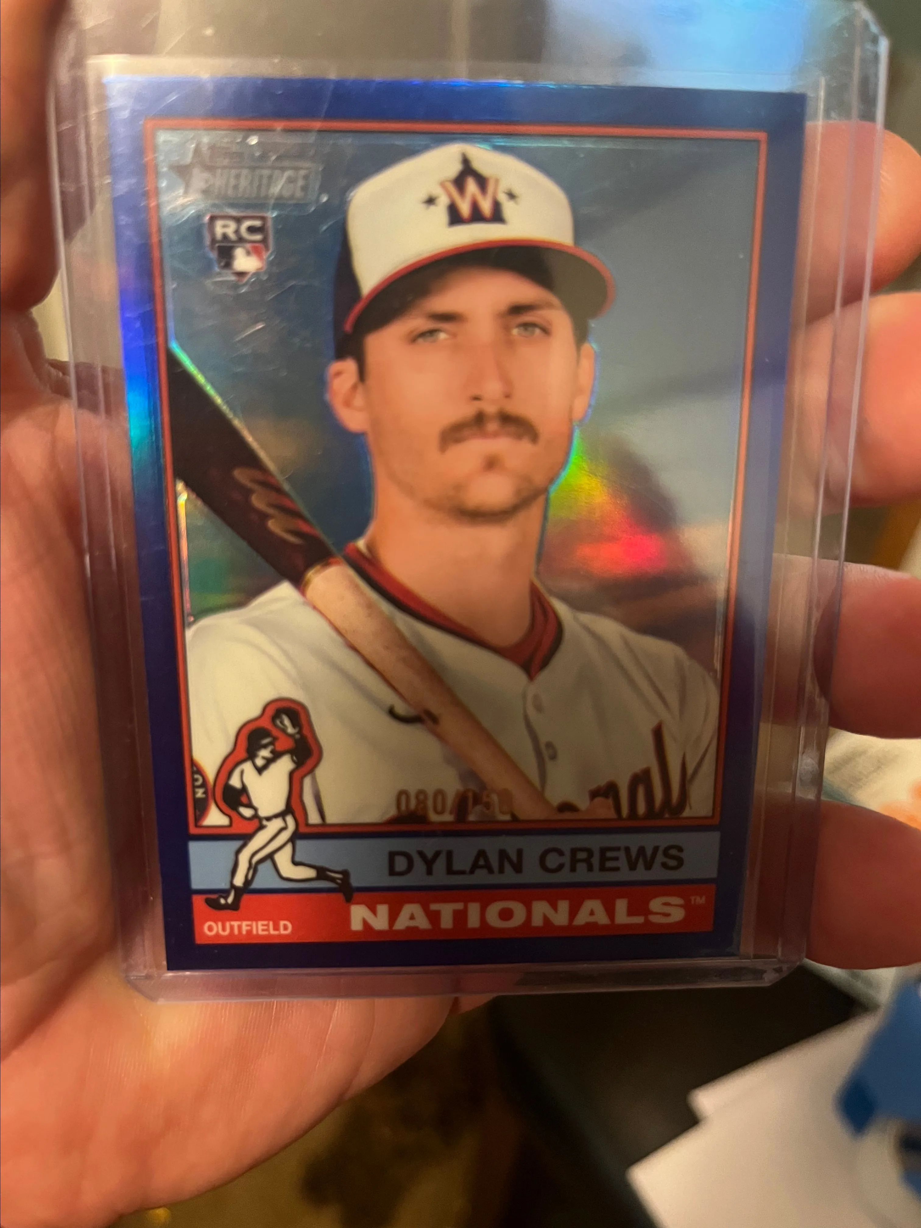 Product image for 2025 Topps Heritage Dylan Crews RC! Blue Chrome Refractor #d /150