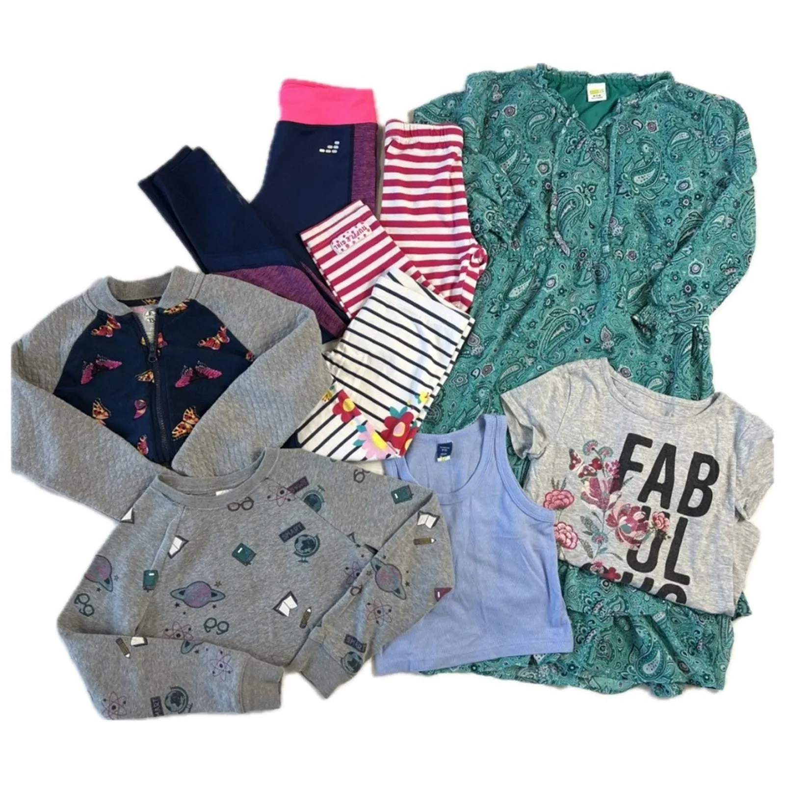 Product image for Girls Youth Medium Lot Leggings, Dress, Tops, and Sweaters Bundle 7/8