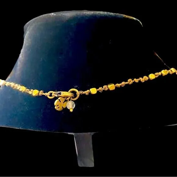 Product image for Lucky Brand Antique Gold bead knotted necklace with turquoise stone and tassel