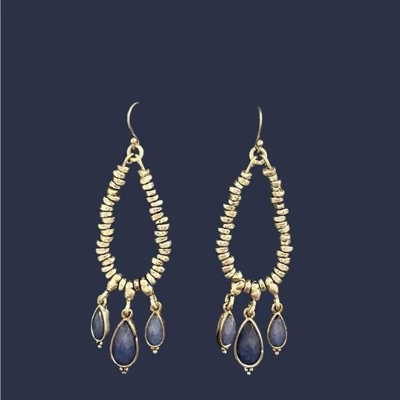 Product image for Lucky Brand Silver Tone teardrop shaped earrings with blue stones