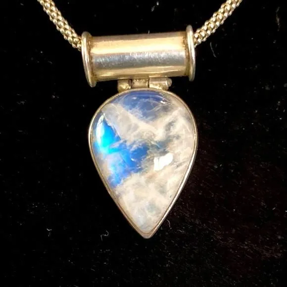 Product image for Moonstone pendant bezel setting .50” choker type bail with a .25” opening 925