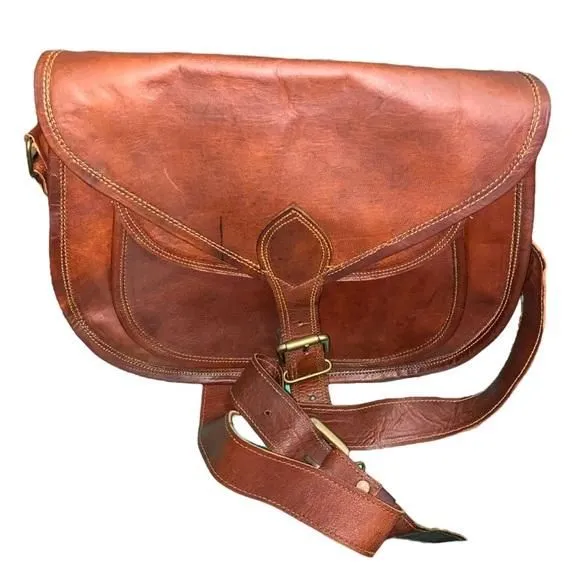 Product image for Satchel & Fable handmade, genuine leather adjustable strap purse