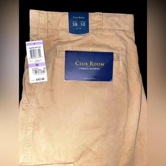 Product image for NWT Club Room Men’s Cargo Shorts size 38 with 10” inseam