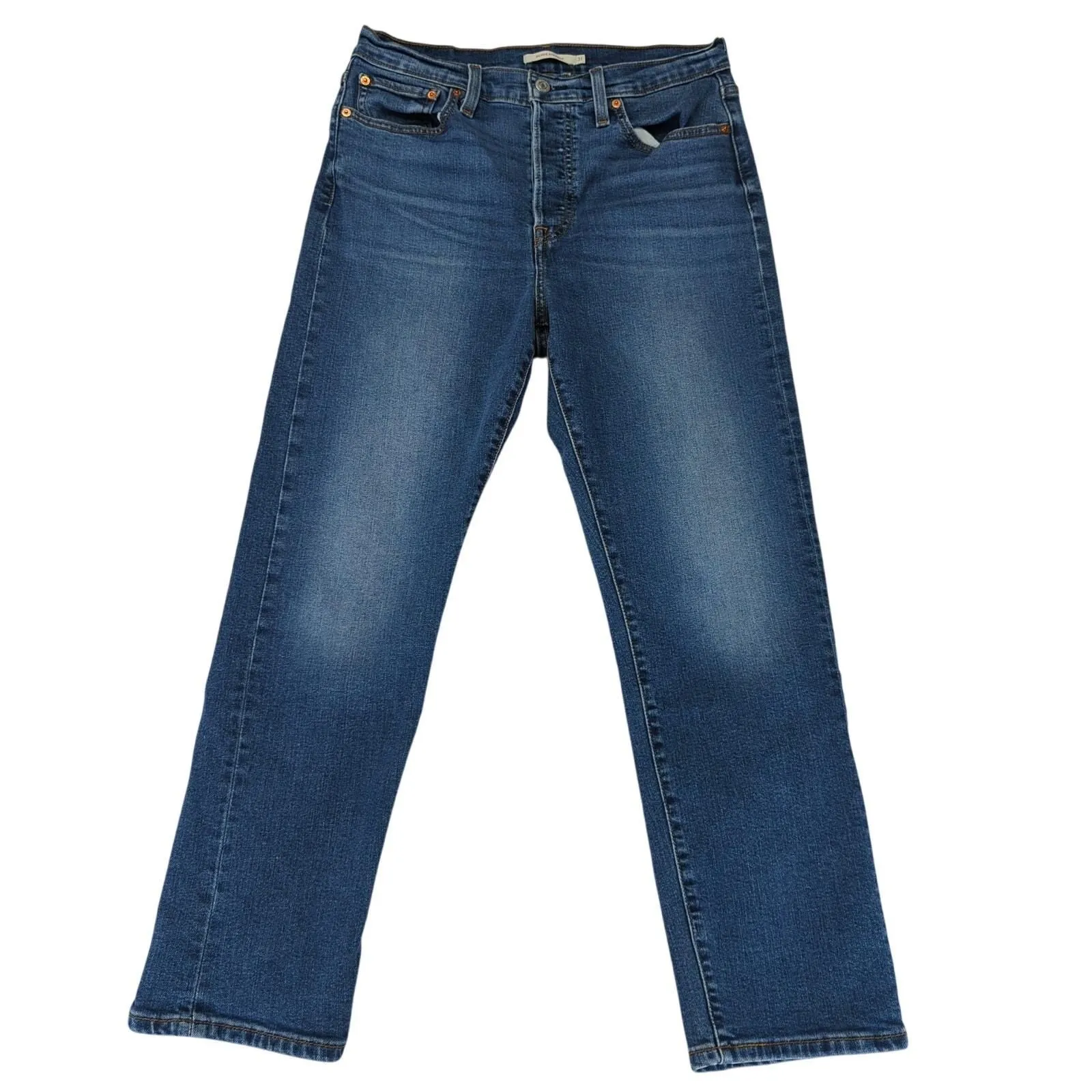 Product image for Levi's Wedgie Straight Leg Jeans Button Fly Women's 31 Ankle High Rise Stretch