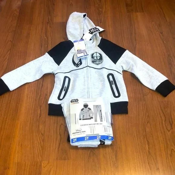 Product image for Disney Star Wars Mandalorian Zip Up Hoodie & Sweatpants 2 PC Set 2T NWT