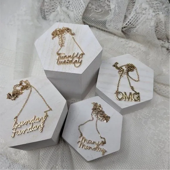 Product image for 4 Gold tone Necklaces Day of the Week Style