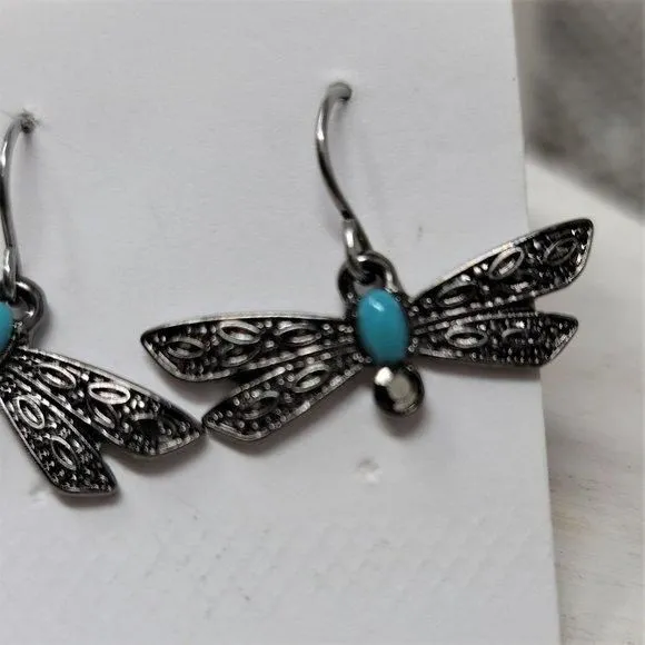 Product image for Sweet Small Dragonfly Pierced Earrings Ear Wires Silver