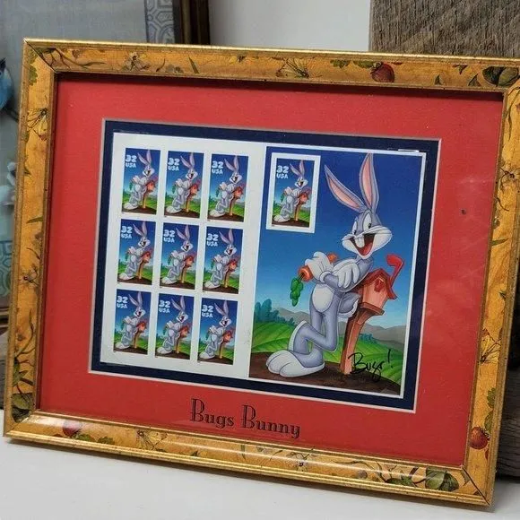 Product image for Bugs Bunny Pane of Ten (1998) Stamps Framed & Matt