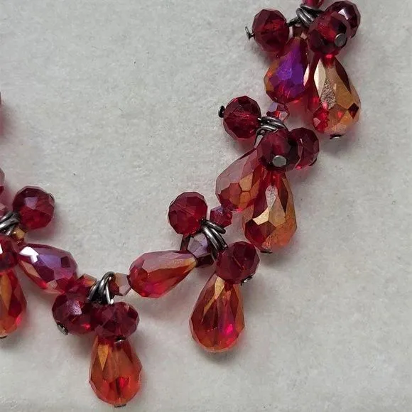 Product image for Sparkling Red Beaded Tear Drop Necklace Choker 16