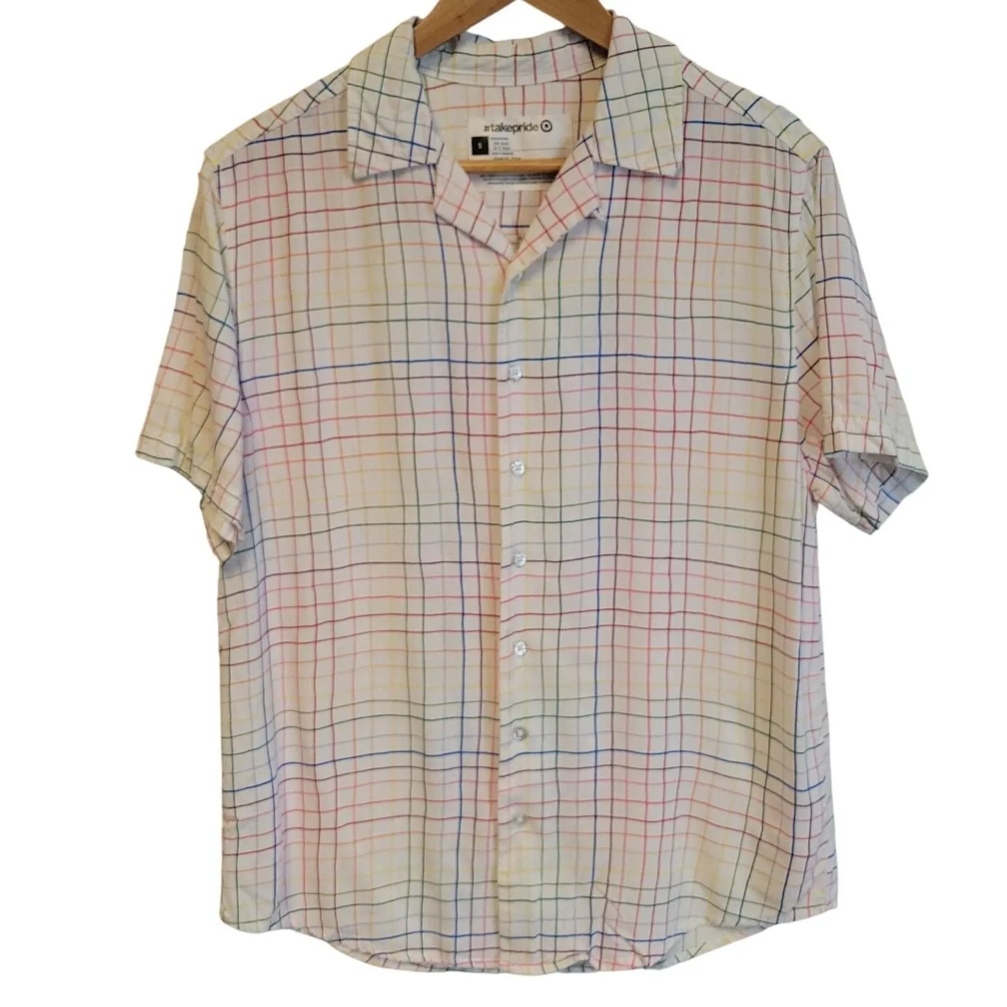 Product image for Rainbow Plaid Pride Top Glitter Button Women's Collared Preppy Colorful Size S - pre-owned---excellent - Target