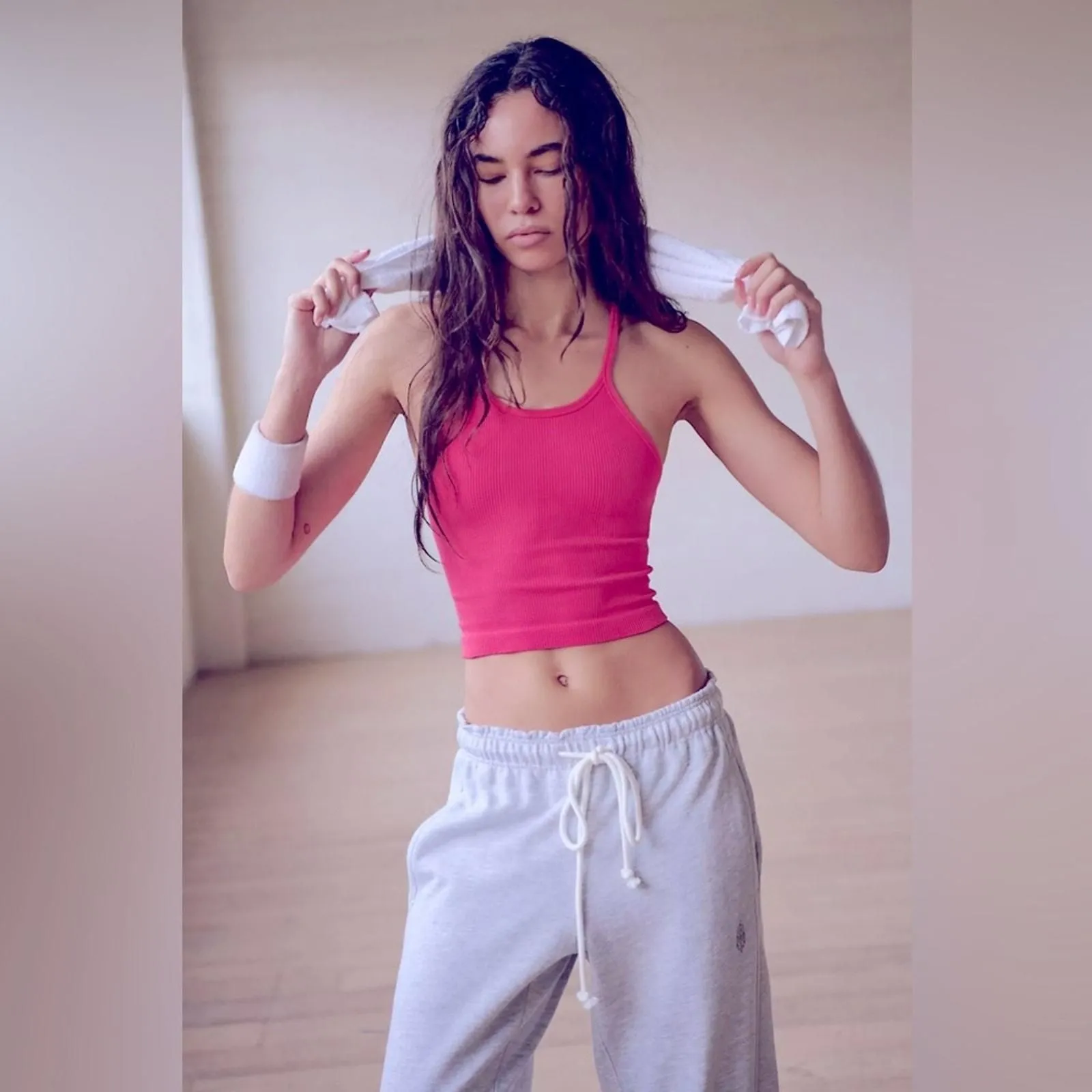 Product image for FREE PEOPLE MOVEMENT Happiness Runs Tank Hot Pink Ribbed Crop Top M/L NEW $30! - FP Movement by Free People