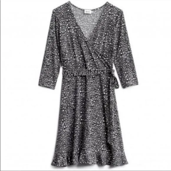 Product image for Leota x Stitch Fix Libby Leopard Print Faux Wrap Knit Dress Size Medium