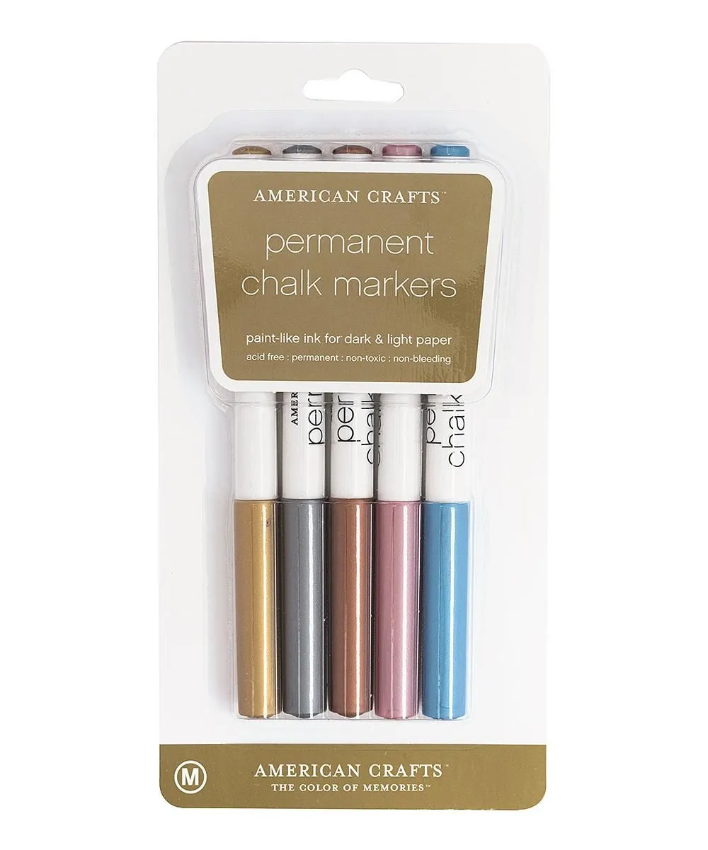 Product image for 0Bcm American Crafts Metallics Permanent Chalk Markers, 5ct