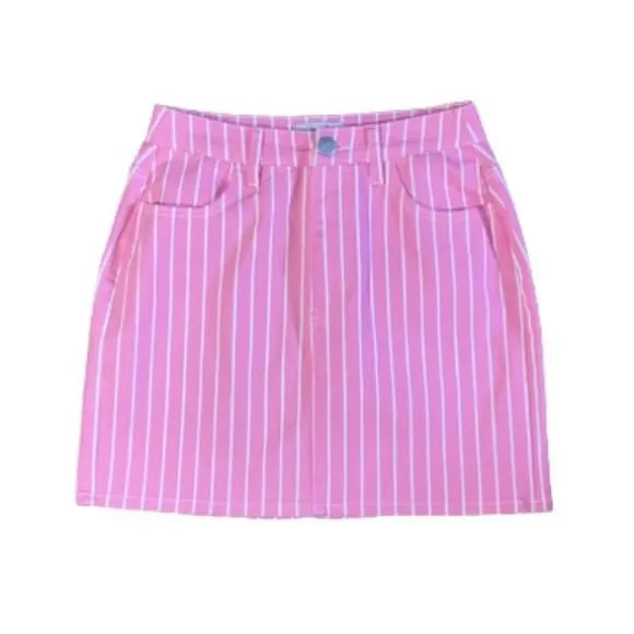 Product image for Victor Glemaud Pink And White Stripe Skirt Size 2