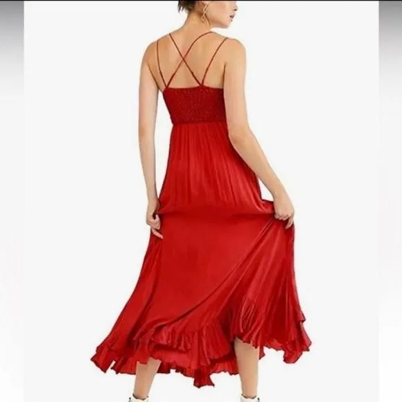 Free People Adella Maxi lace slip dress Red NWT XS  Whatnot: Shop, Sell,  Connect