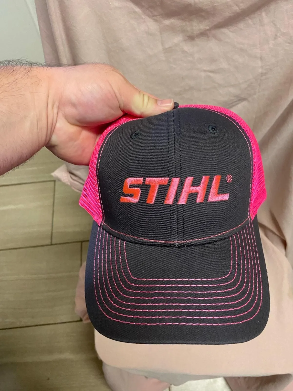Product image for Pink STIHL Trucker Style SnapBack Hat  - new-with-tags - STIHL