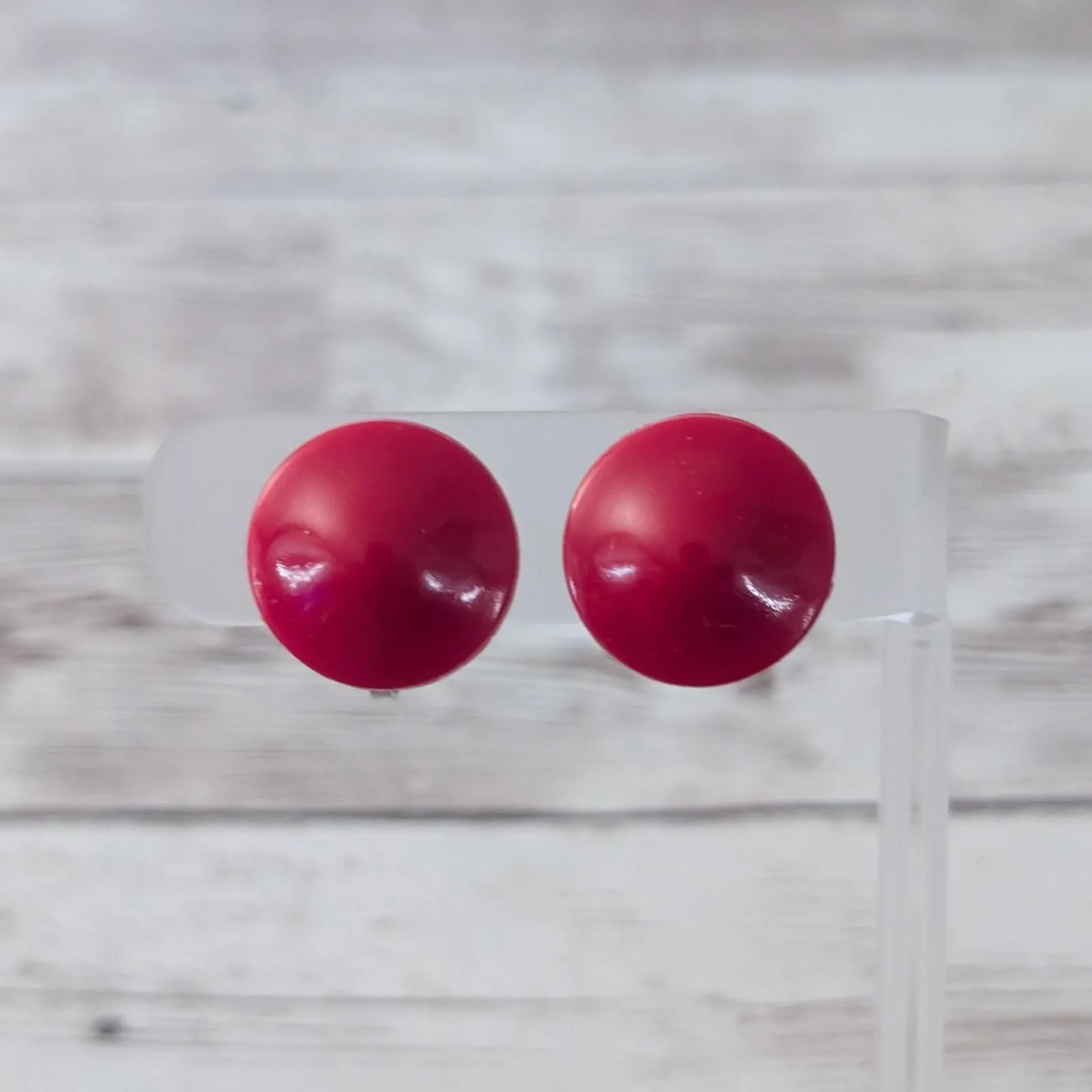 Product image for Vintage Clip On Earrings Red Circle with Raised Center 0.75" - Earring - pre-owned---good