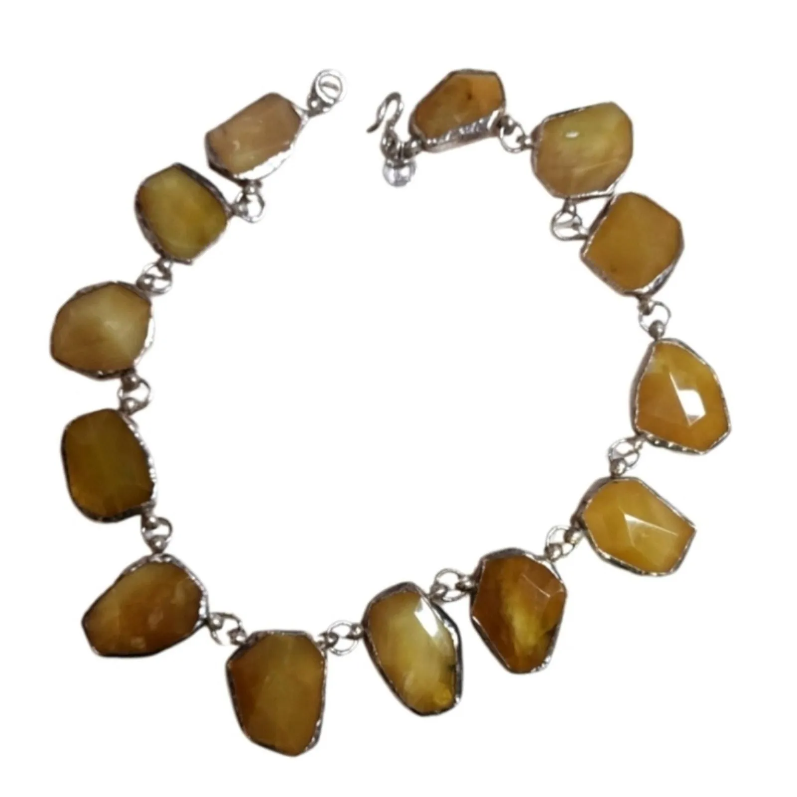 Product image for Vintage 70's Sterling Silver Natural Yellow Opal Massive Statement Necklace
