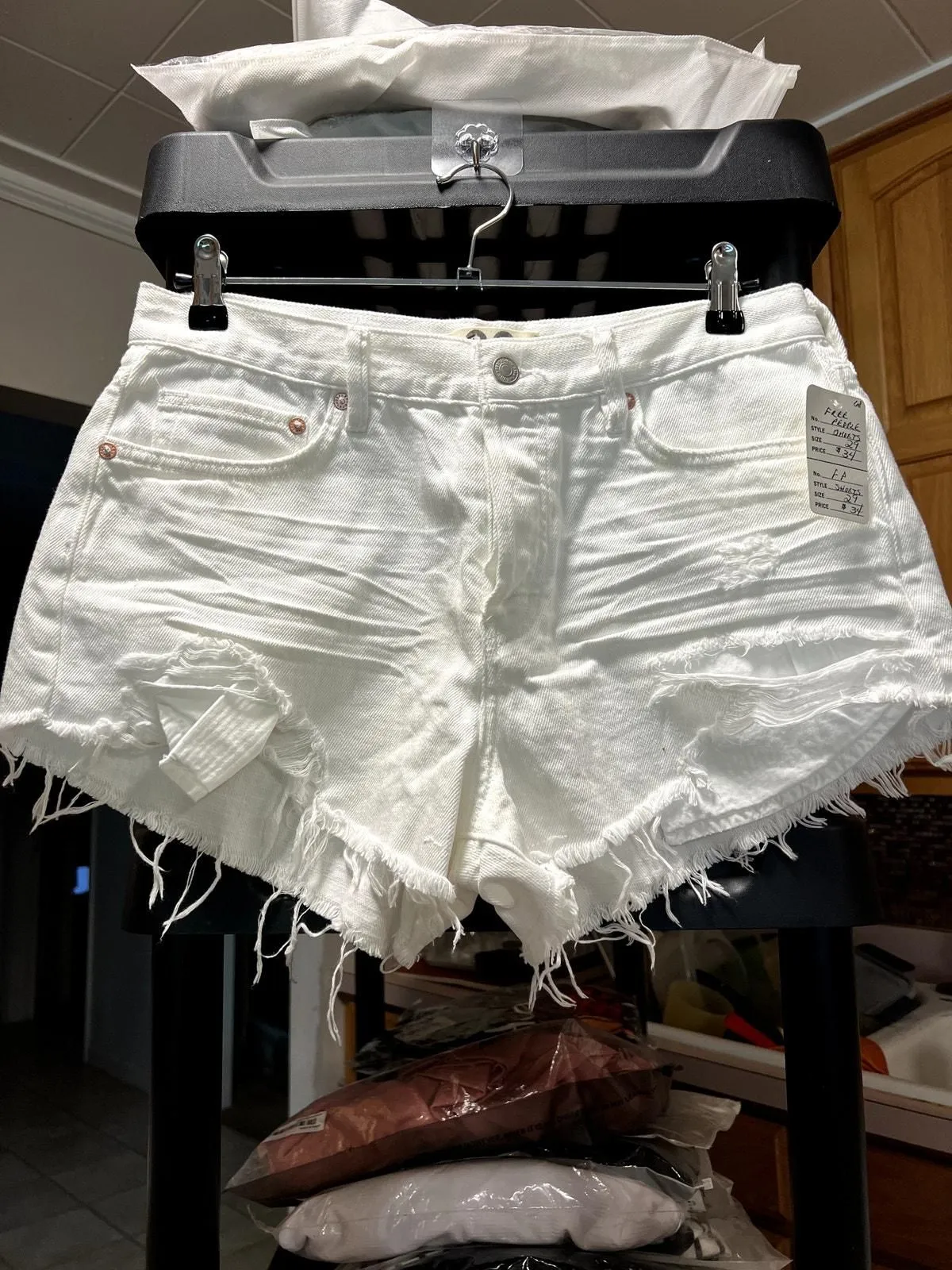 Product image for We the Free white denim distressed shorts, sz 29, NWT, $25 - new-with-tags - We the Free