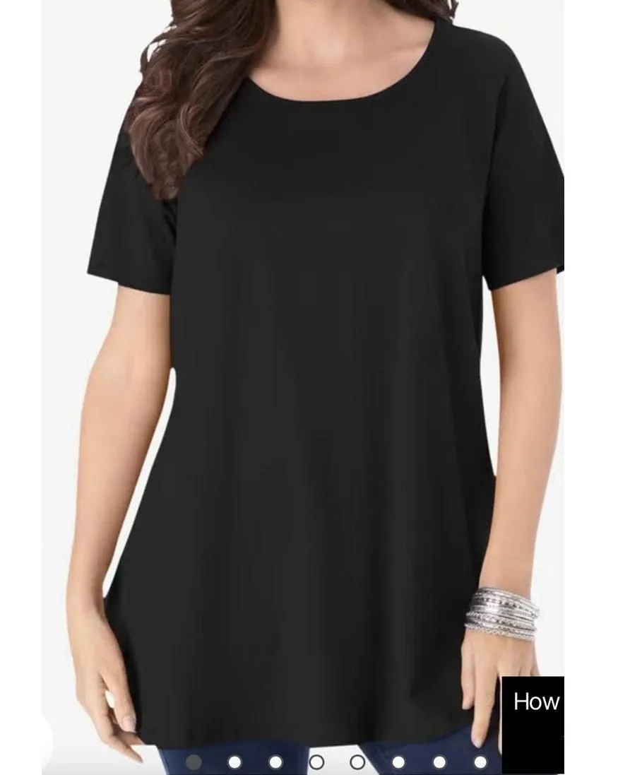 Product image for Black or white Roaman's keyhole back, swing tshirt, S(12), NWOT, $10 - new-without-tags - Roaman's