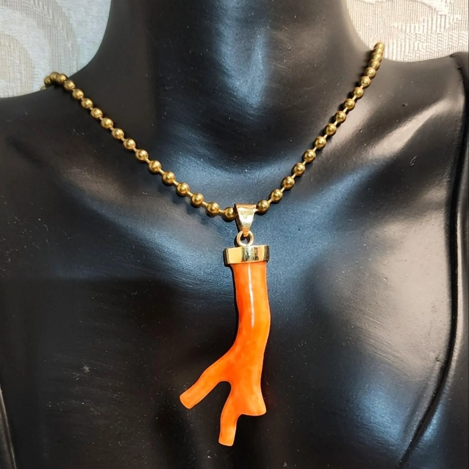 Product image for Vintage Rare Salmon AKAR Natural Japan Coral Pendant Necklace